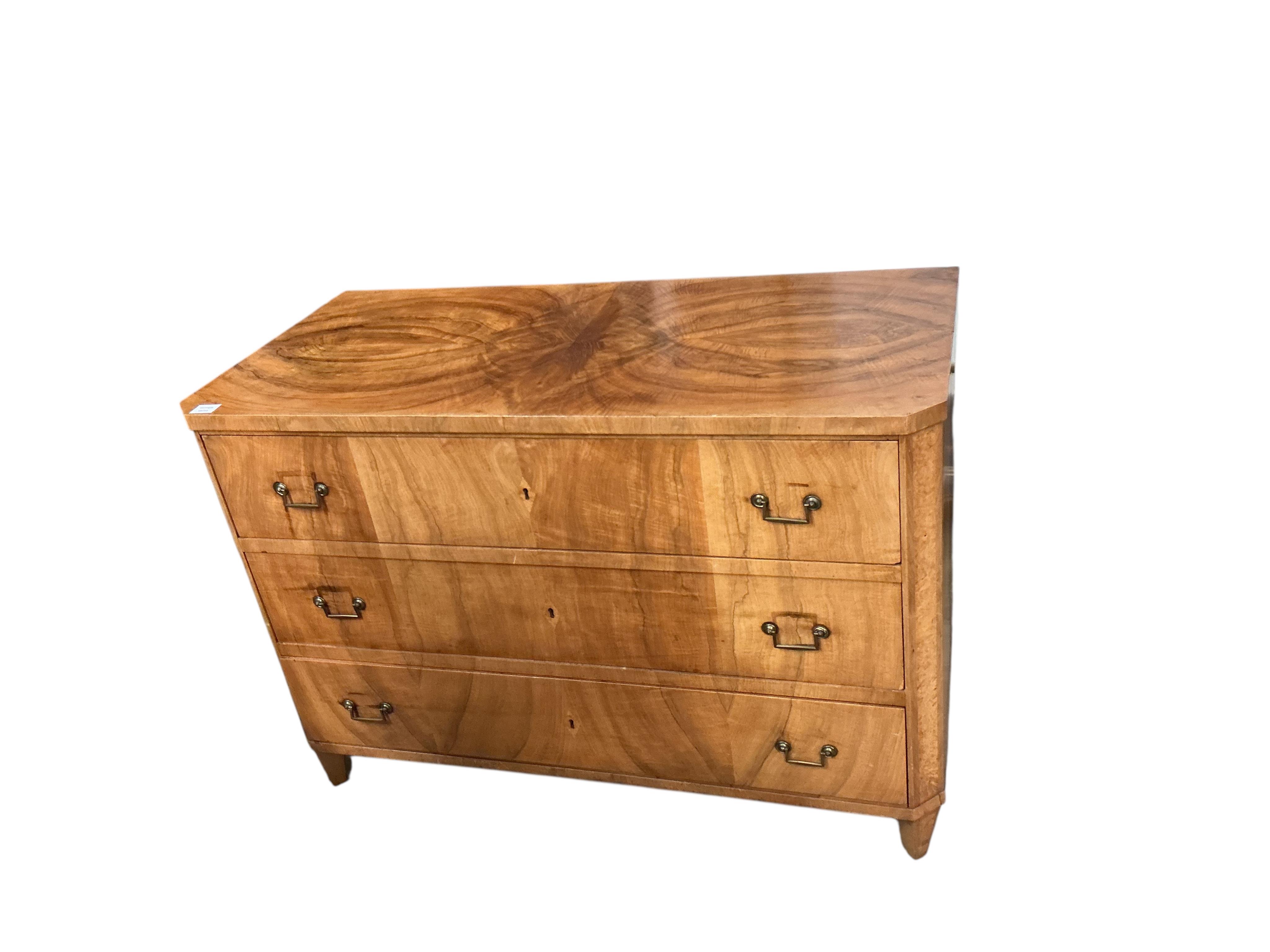 A 19th century Swedish walnut commode, width 122cm, depth 59cm, height 84cm